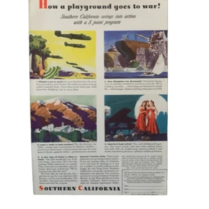 Anuncio de anuncio vintage 1943 Southern California Playground Goes To War - Imagen 1 de 4