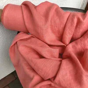 Coral Pink Linen Fabric by the Yard – Soft linen Textile for Apparel & Decor - Picture 1 of 1