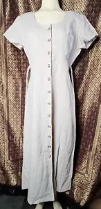 Abito lungo vintage R-wear lino e seta anni 90 donna taglia 9. Beige. D1995 - Foto 1 di 18