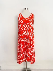VERONIKA MAINE red white sleeveless keyhole-back hi lo shift dress / sz 14 - Picture 1 of 6
