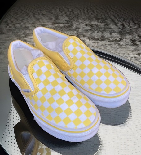 VANS Scarpe sneakers Van's Classic bambino taglia 2 a scacchi tessuto giallo e bianco