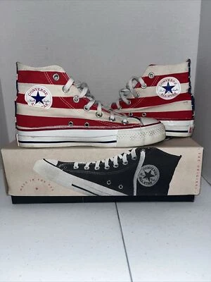 Vintage anni 90 Converse All-Star MADE IN USA alte stelle e strisce M5.5 W7 - Immagine 1 di 4