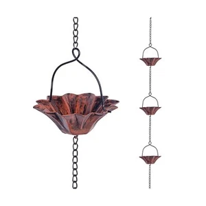 10FT Lotus Rain Chain, Rain Chains for Gutters with 12 Cups, Adjustable Rain ... - Picture 1 of 7