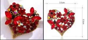 BRAND NEW RED RHINESTONE HEART BROOCH.. Show Love & Respect On Anzac DAY❤ - Picture 1 of 1