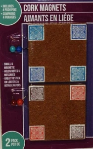 Note Holder Cork Magnet Includes 4 Push Pins Holds Notes & Messages 2 pack NIP - Picture 1 of 1