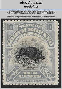 Nordborneo, 1909-22, Wildschwein, MLH, Sc.#144 - Kat. 45,00 € - Bild 1 von 2