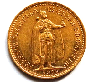 Hungary. 1906-KB Gold 10 Korona.. gEF/EF - Much Reflective Lustre - Picture 1 of 2