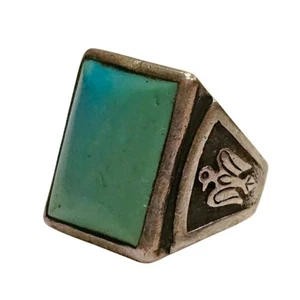 Anillo de ley turquesa vintage Thunderbird Mid-Century para hombre - Imagen 1 de 7