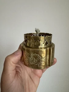 Chinese OPIUM Lamp round Brass Antique - No Glass - Picture 1 of 9