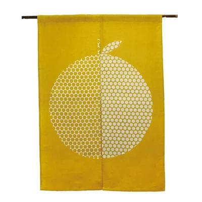 Japanese Linen Long Noren -Traditional  Ihei Ori Simple Door Shop Curtain Yellow - Image 1 of 4