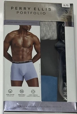 Calzoncillos boxer Perry Ellis elásticos de 3 algodón para hombre X-grandes (40-42) gris/negro/verde azulado Foto 1 de 4