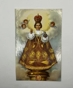 Heilige Karte Kind von Prag mit Schnurschmuck Vintage Spanien - Bild 1 von 7
