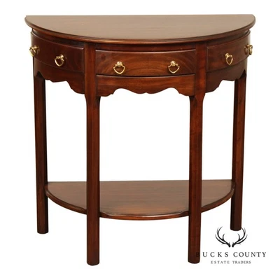 Mesa consola Harden caoba Demilune con cajones y estante inferior Foto 1 de 4