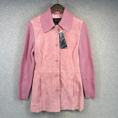 Vintage Terry Lewis Classic Luxuries Jacket Small Pink Suede Wool Button Front - Image 1 of 4