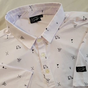 Sunday Swagger Polo Shirt Mens 2XL White Golf Cart AOP SS W Stretch Performance - Picture 1 of 6