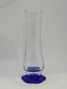 Vtg Bormioli Rocco Cobalt Blue Bullicante Flower Footed Vase Made in Italy 7.5" - Picture 1 of 8