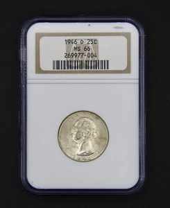 1946 D Washington Silver Quarter MS66 NGC, Old Label, *SHIPS FREE* - Picture 1 of 2