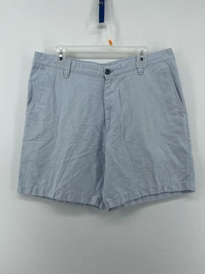 Izod Classic Chino Shorts Mens Size 36 Linen Blend Flat Front Blue 8” Inseam - Image 1 of 4