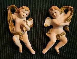 Vintage 2 Ardco Cherubs Angels Hanging Wall Art Dallas Japan Mid-Century - Picture 1 of 7
