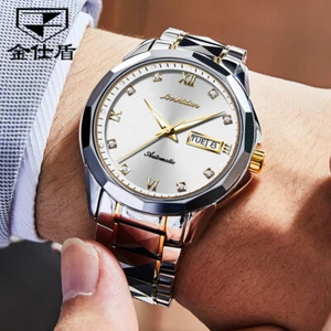 JSDUN Man Tungsten Zircon Sapphire Mirror Date Auto Mechanical Wrist Watches - Picture 1 of 16