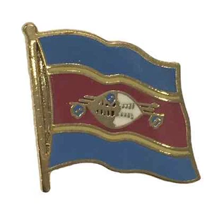 Swaziland National Flag 3/4 Gold Plated Courtesy Enamel Pin Badge - Picture 1 of 3