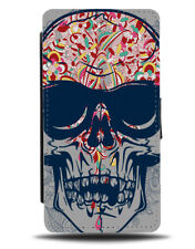 Colourful Paint Stain sSkull Flip Wallet Phone Case Print Picture Skeleton E270