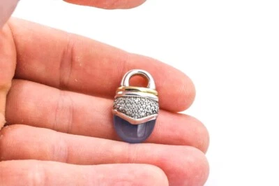 Pingente de bolota David Yurman prata esterlina e ouro 18K clássico calcedônia diamante - Imagem 1 de 4