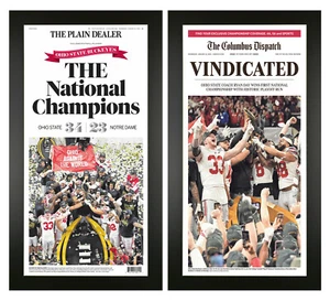 Ohio State Buckeyes Beat Notre Dame 2024 National Champs gerahmtes Druckset - Bild 1 von 3