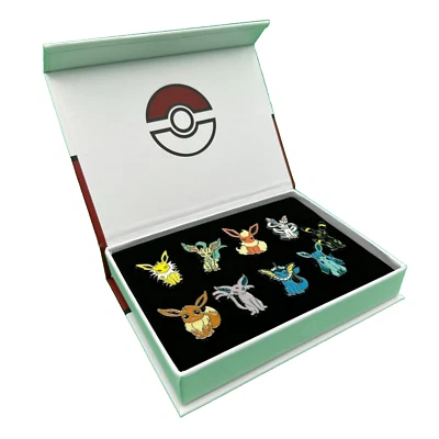 Pokemon Eeveelutions Pin Set Enamel Gift Box - 9 Piece Eevee Evolution Brooch