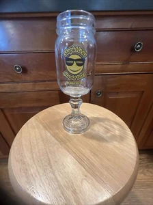 GLASS Bubba Gump Shrimp Stupid Is As Stupid Does Smiley Face Mason Jar Pedestal - Picture 1 of 4
