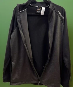 Head Sweater Men’s Size Medium Black Full Zip Long Sleeve 100% Polyester Pockets - Picture 1 of 5