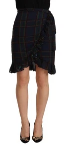 PINK MEMORIES Skirt Viscose Multicolor Plaid High Waist wrap IT40/US6/S RRP $200 - Picture 1 of 9