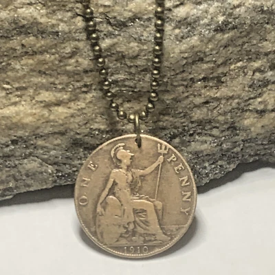 Colgante moneda Reino Unido Londres Británico 1910. Moneda de 1 centavo - Eduardo VII. ¡Historial de desgaste! Foto 1 de 4