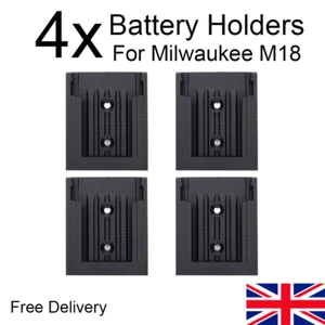 4x Battery Holder for Milwaukee M18 18v (Black) - Wall Mount or Under Desk. - Picture 1 of 4