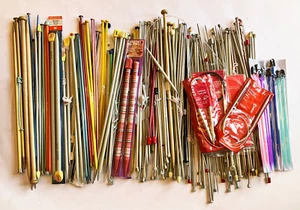 Job Lot Knitting Needles - 87 Pairs, 20 Singles, 5 Circular + Bag - Picture 1 of 7
