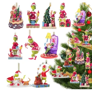 2024 Christmas Tree Decorations, 9pcs Acrylic 2D Funny Flat Ornaments 10cm3.93in - Picture 1 of 4
