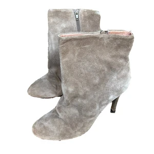 Free People Brown Suede Leather Ankle Zip Booties Stiletto Heels US Women's 11 - Picture 1 of 16