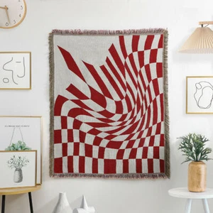 Checkerboard Tapestry Throw Blanket Sofa Bed Covers Picnic Blanket 130 X 160 CM - Picture 1 of 6