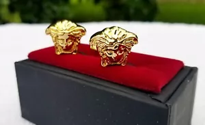 Luxury Versace Men's Golden Color Stainless Steel Cufflinks Set - Free Shipping - Picture 1 of 6