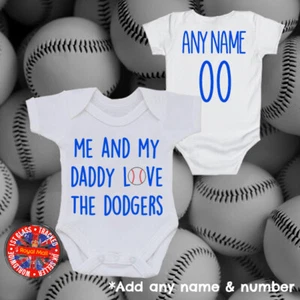 Mono personalizado para bebé de regalo de los Dodgers ""Me & My Daddy Love"" abuelo momia - Imagen 1 de 1