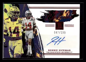 2023 Panini Ronnie Hickman /199 Impeccable Canvas Creations Auto Red Ohio State - Picture 1 of 2