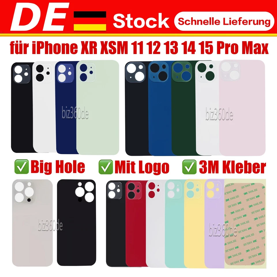 MARKENLOS für iPhone 11 | 11 Pro | 11 Pro Max Backcover Akkudeckel Rückseite Glas Big Hole