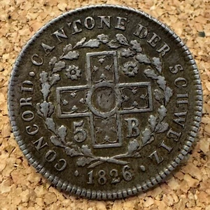 Switzerland, Basel, 5 Batzen 1826 Silver coin made into a brooch - Picture 1 of 3