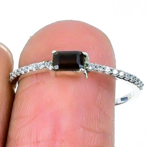 Anello da sposa dichiarazione pietra tormalina verde gioielli argento sterling massiccio US 9 - Foto 1 di 7