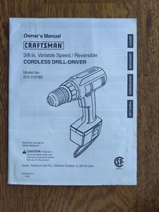 Craftsman 315.110780 Cordless Drill-Driver Owners Manual 972000-517 4-98 Genuine - Picture 1 of 2