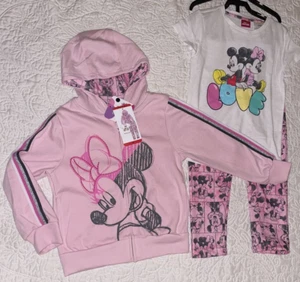 NWT Size 5 girls Disney Minnie Mickey Mouse hoodie, pants & shirt lot - Picture 1 of 9