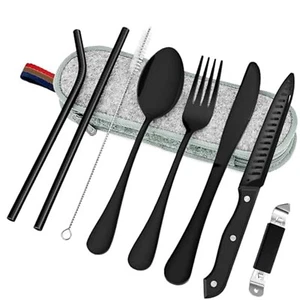 Reisebesteck Campingbesteck Outdoor Besteck Set Besteckset Edelstahl 9-Teilig DE - Bild 1 von 17