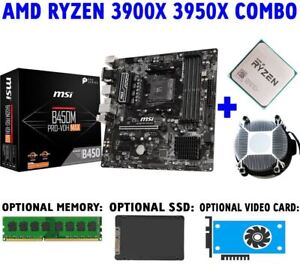 AMD RYZEN 9 3900X 3950X CPU+MSI B450M PRO-VDH MAX Motherboard +32GB DDR4 COMBO
