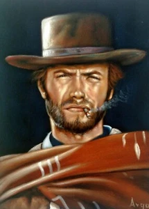 Clint Eastwood by Argo, size 18x24, oil on black velvet - Picture 1 of 8