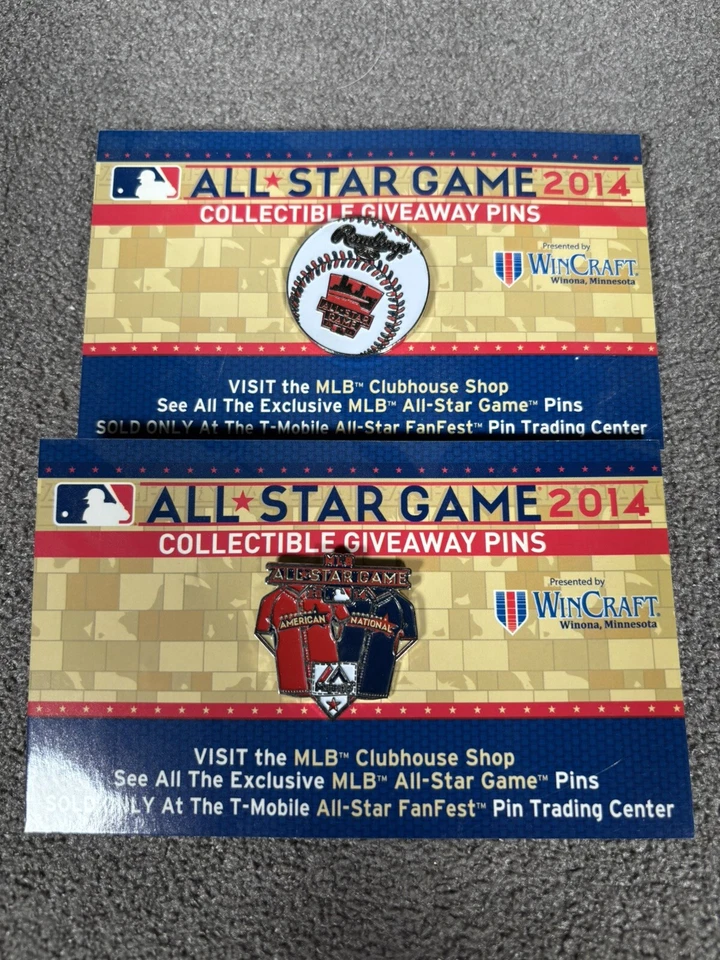 MLB All-Star Game 2014 Ticket Collectible Giveaway WinCraft Pins Lot of 2 - Image 1 of 2